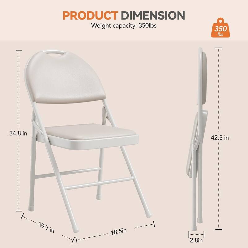 4-Piece Folding Chair Set for Indoor and Outdoor, Room, Restaurant, Patio