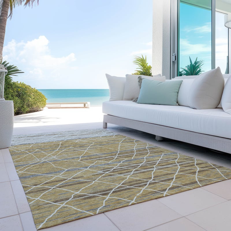 Machine Washable Indoor/ Outdoor Modern Global Chantille Rug