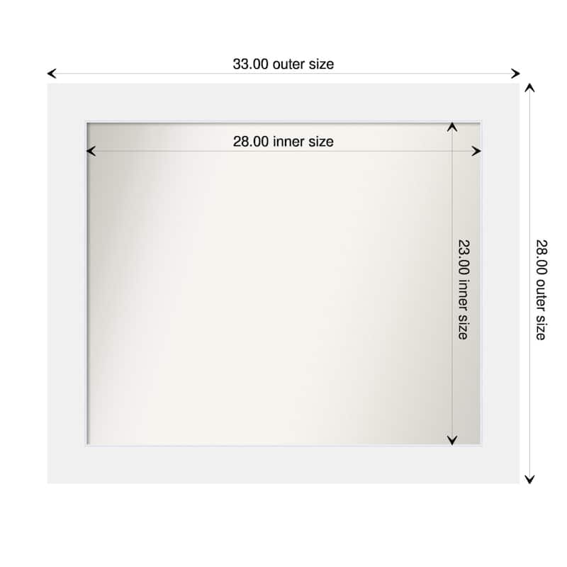 Corvino White Framed Non-Beveled Custom Wall Mirror, Bathroom Vanity Mirror - Outer Size: 33 x 28