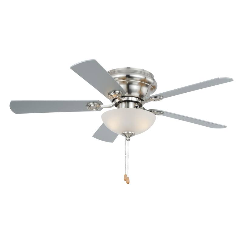 Expo 42 inch Flush Mount Satin Nickel Ceiling Fan with LED Light Kit - 42-in W x 12.5-in H x 42-in D