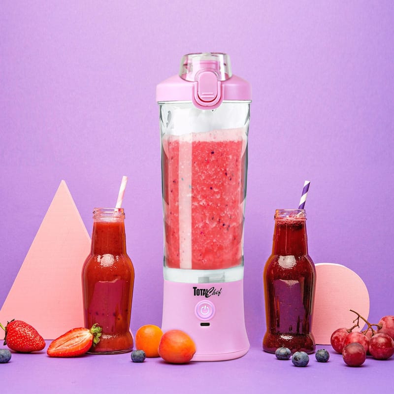 Total Chef Cordless Portable Blender, 20 oz (600 mL) Personal Blender, USB Rechargeable, Lilac Pink