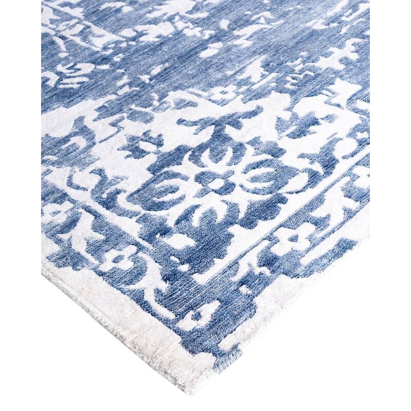 Modern One-of-a-Kind Hand-Knotted Area Rug, Blue - 9' 2" x 12' 1"