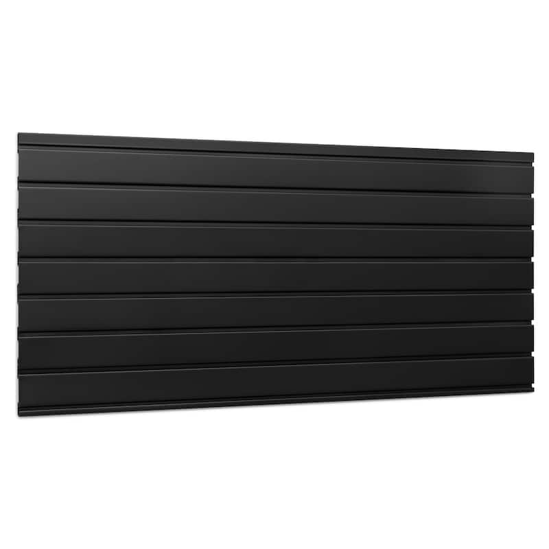NewAge Products Bold Series 48-in x 22.75-in Black Slatwall Backsplash, Heavy Duty Steel Garage Wall Panel