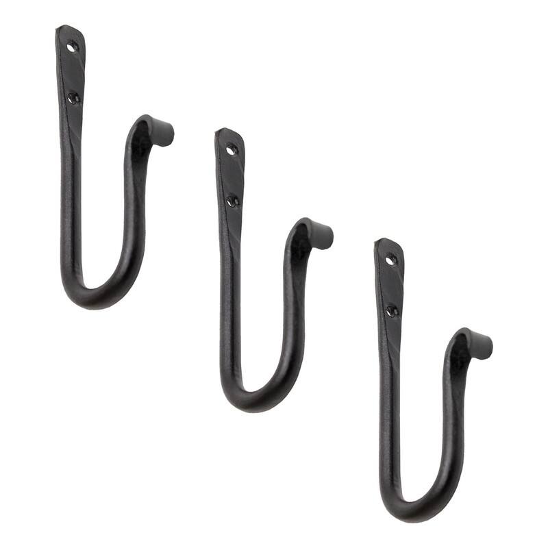 Achla Designs Set of 3 Multi Purpose J-Hook Brackets, Black Powder Coat Finish - 6 Inch Long
