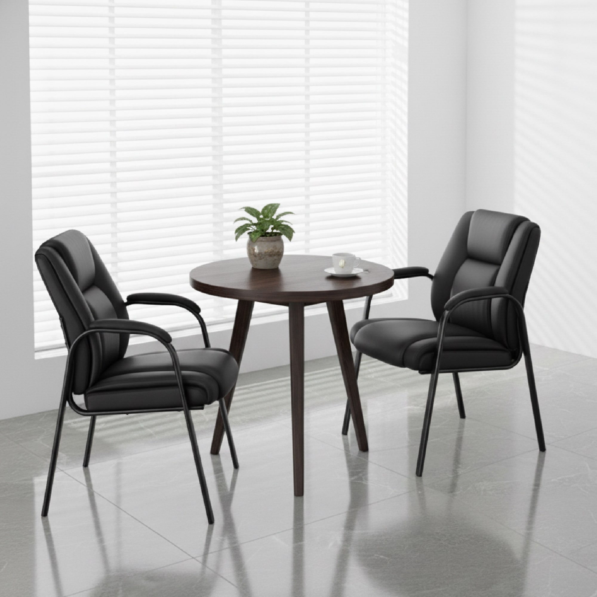 Ergonomic Visitor Chair PU Leather Armrest Steel Frame with Sponge Cushion