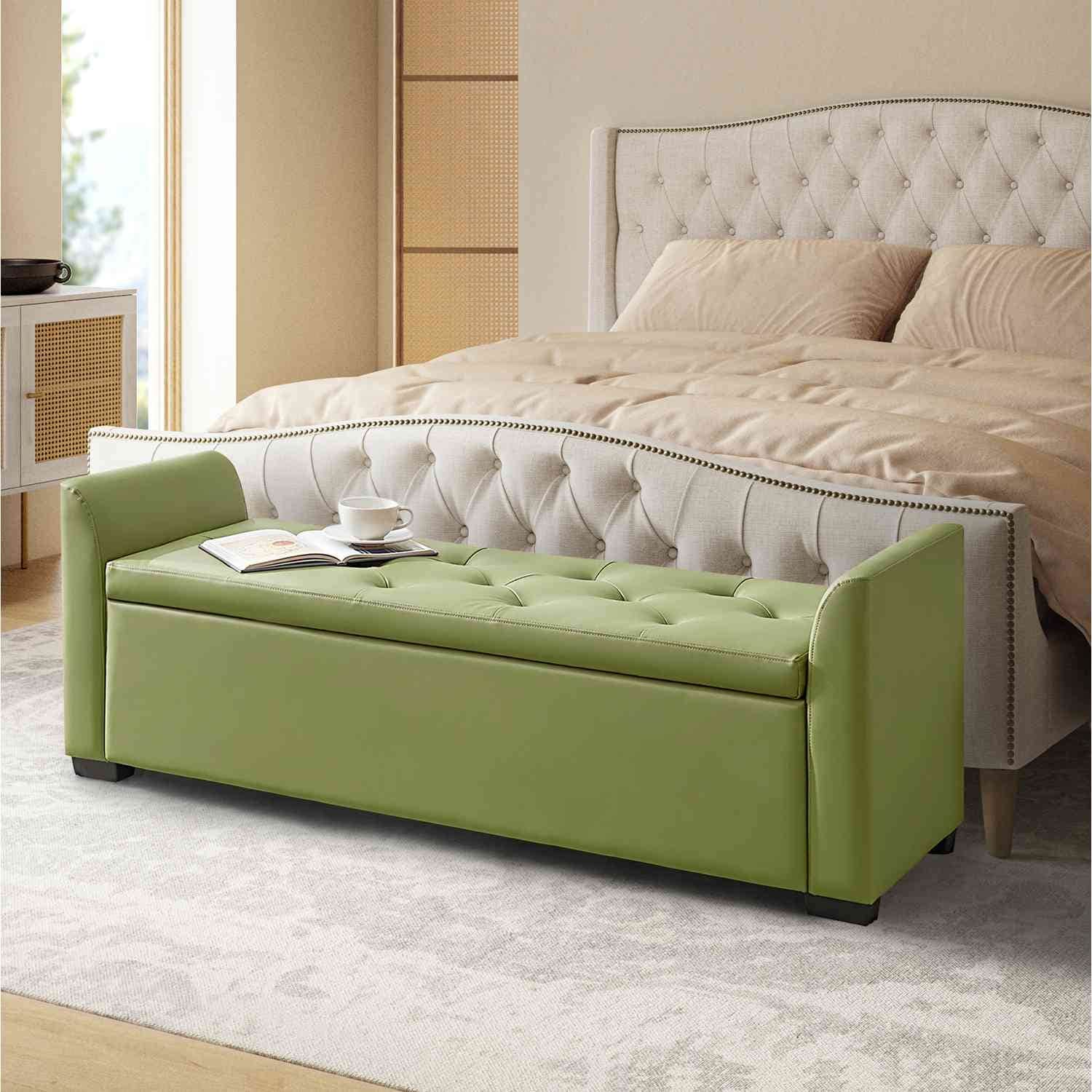 Laura Traditional 57.75"Wide Tufted Storage Bench by HULALA HOME