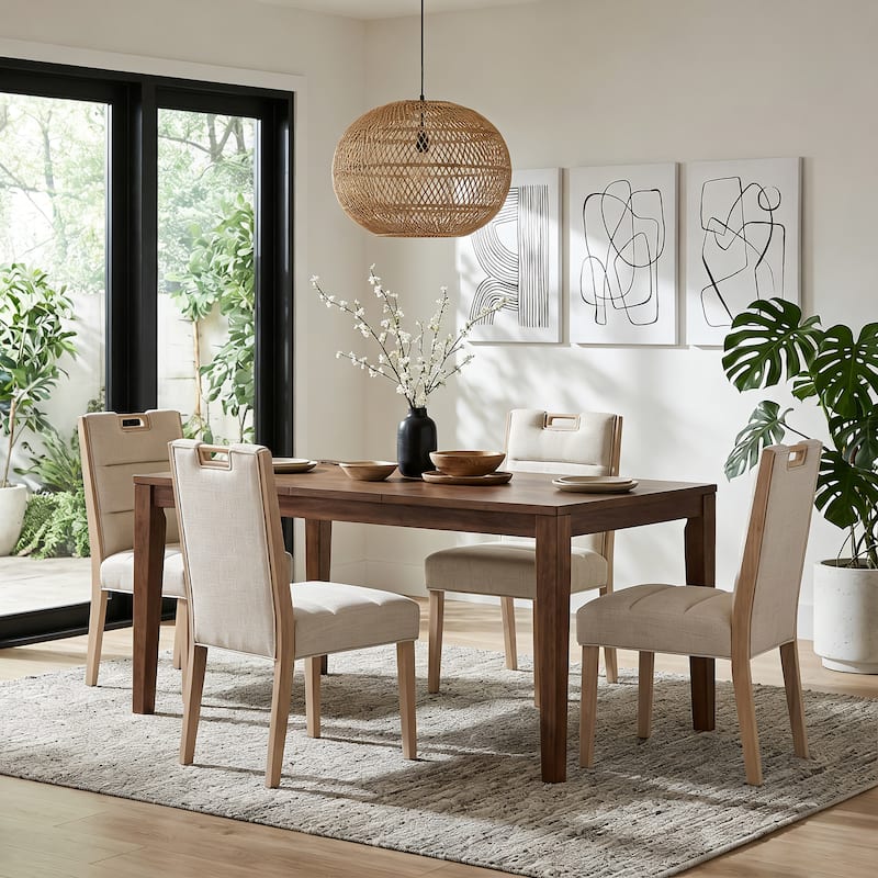 Christopher Knight Home - Modern Wooden Upholstered Dining Chair Set - Set of 4 - Beige+Natural