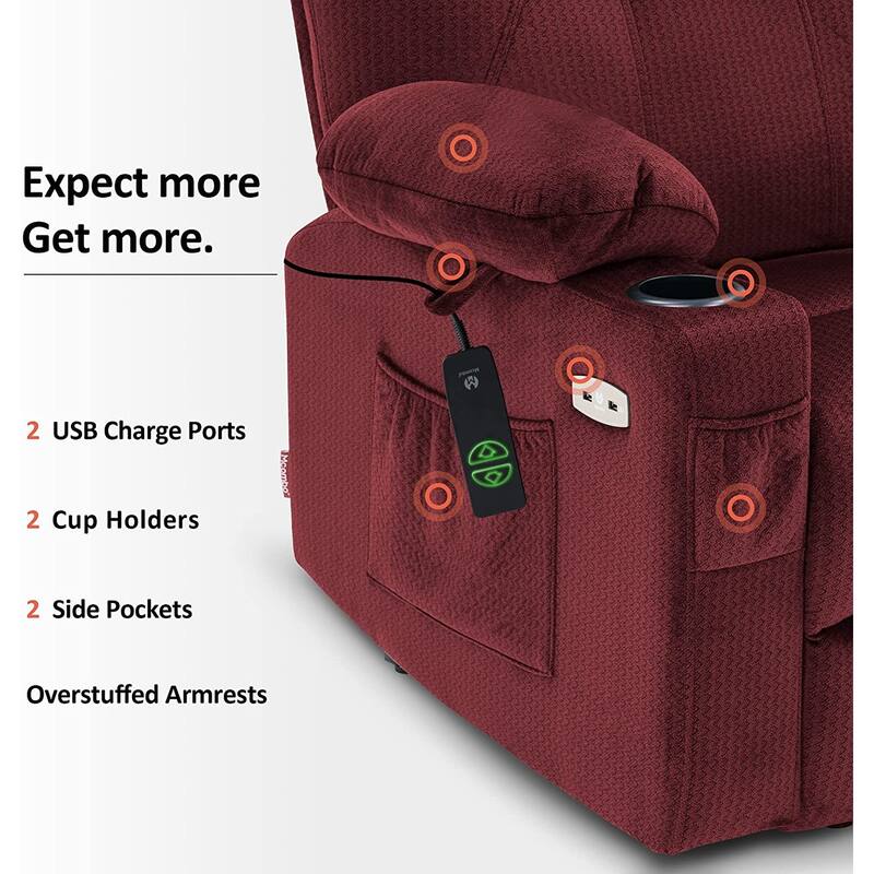 MCombo Electric Power Lift Recliner Chair Sofa with Massage and Heat, 3 Positions, USB Ports, Fabric 7040