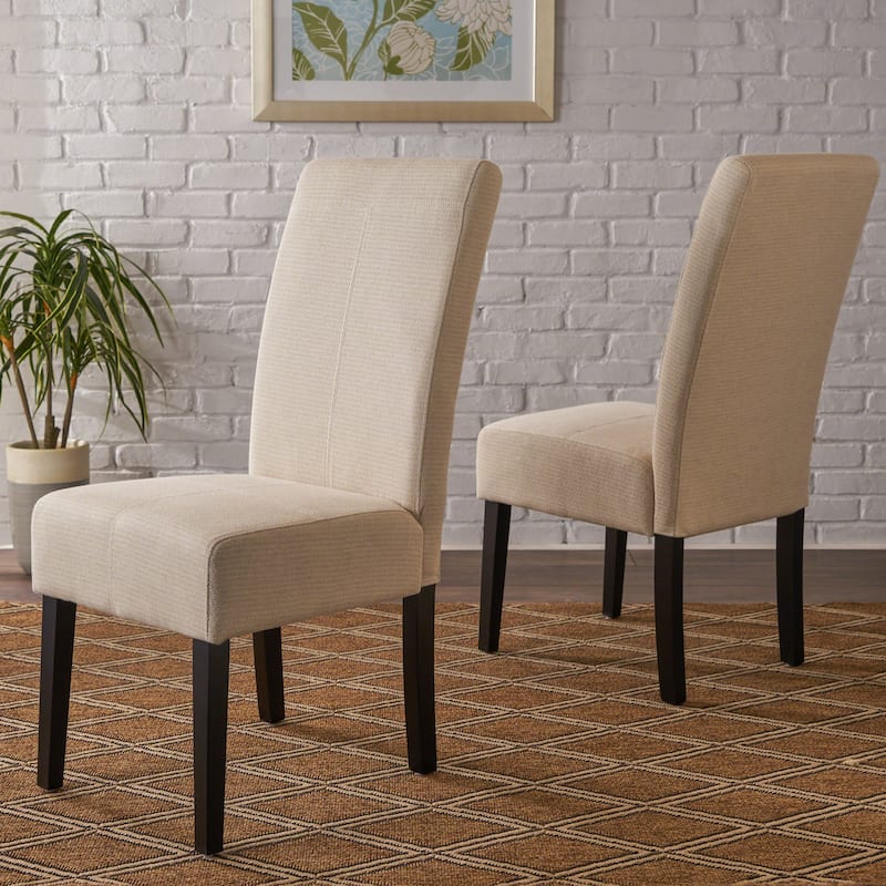 2-Piece Upholstered Dining Chair Set, Classic Dining Room Chairs with Wooden Legs, Armless High-Back Dining Chairs