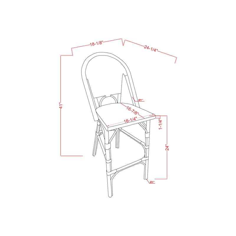 Lidia French 24-inch PE Wicker Counter-Height Chairs (Set of 2) by Furniture of America - Set of 2