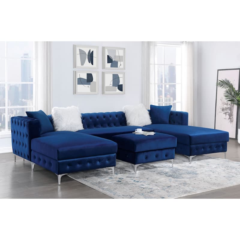 Delfinia Contemporary Fabric Upholstered Tufted Sectional by Furniture of America