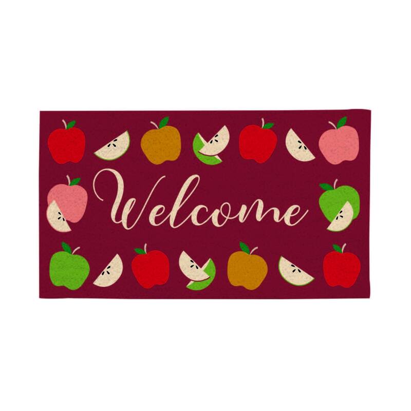 Maroon ad White 18 in. x 30 in. PVC Harvest Welcome Door Mat