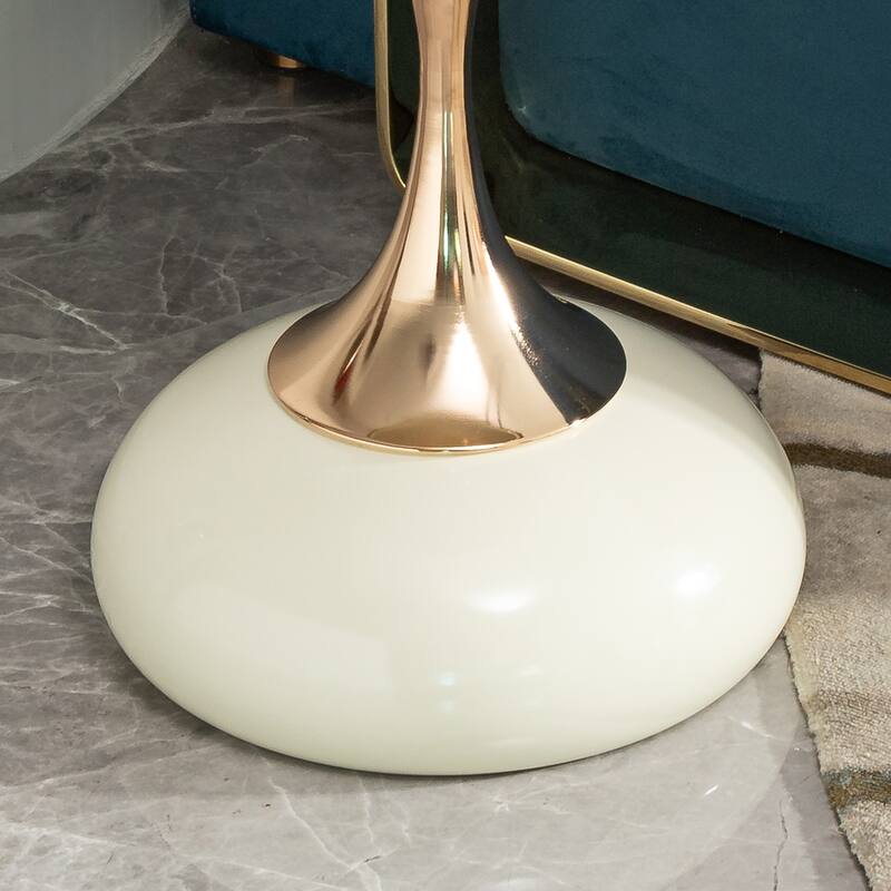 14.96" Gold Finish Carbon Steel Side Table, Modern Design