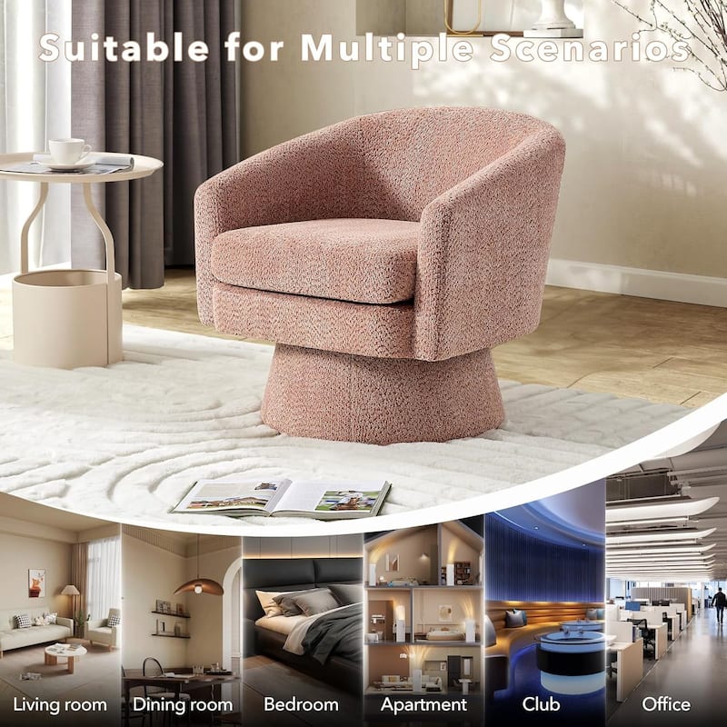 360° Swivel Accent Chair with Arms, Cozy Round Chenille Fabric