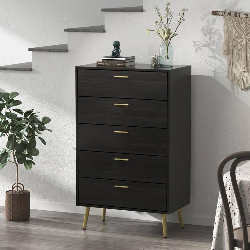 5 Drawer 27.4" W Chest&Dresser With Metal Legs