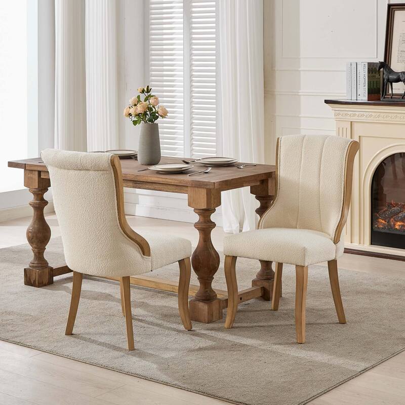Snow Velvet Dining Chairs Set of 2, Mid-Century Style Kitchen Chairs, Upholstered Accent Chairs with Curved Back