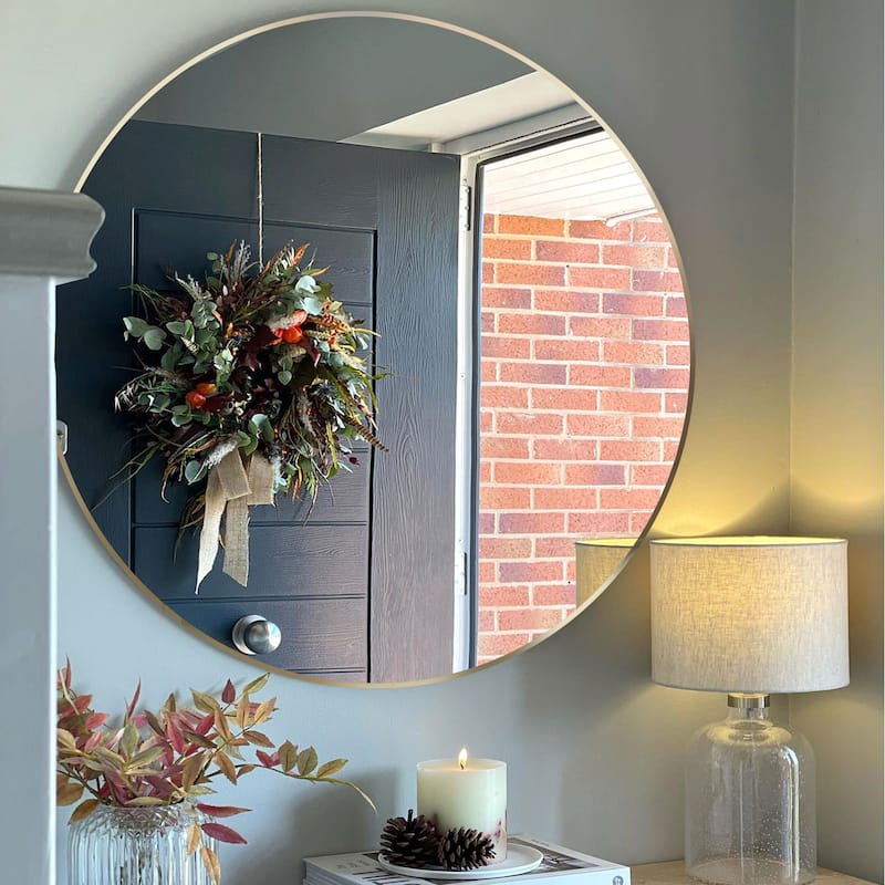 Round Mirror Wall Mounted, Circle Bathroom Vanity Wall Mirror with Metal Frame - 16/20/24/30/32/36"