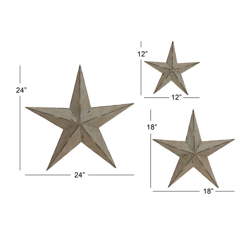 Light Brown Metal Indoor Outdoor Star Home Wall Decor (Set of 3)