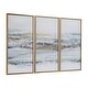 preview thumbnail 2 of 4, Blue Canvas Landscape Framed Wall Art with Gold Frame (Set of 3)