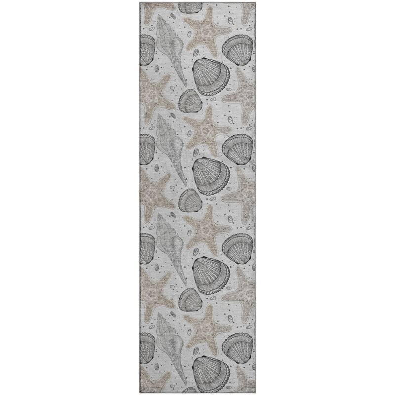 Premium Washable Super Soft Starfish Seashells Coastal Mayfield Rug