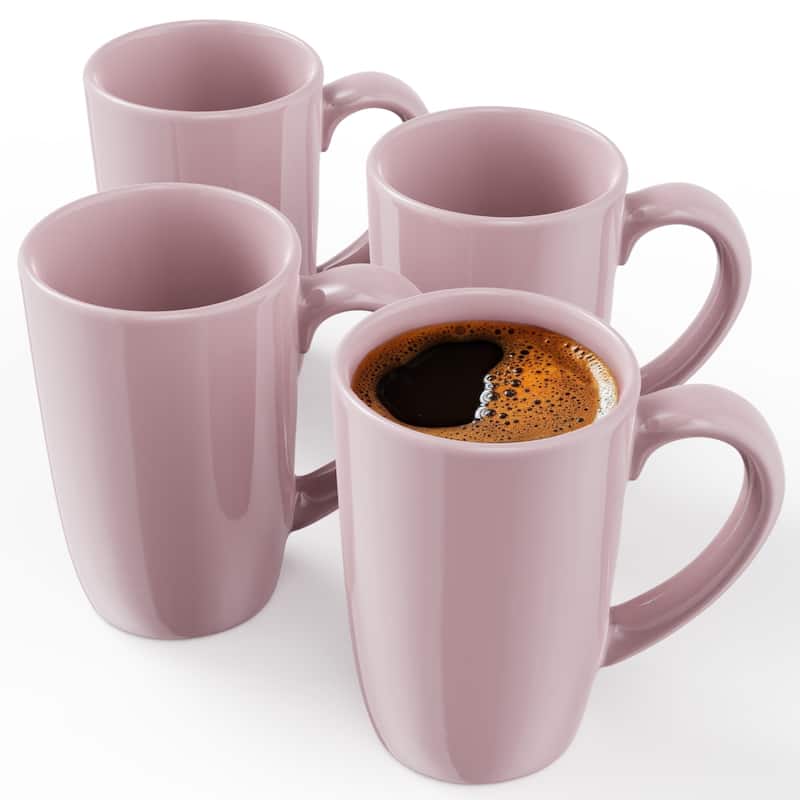 Omniware Set of 4 Teaz Cafe 18 oz Mugs with Matte Finish - Pink