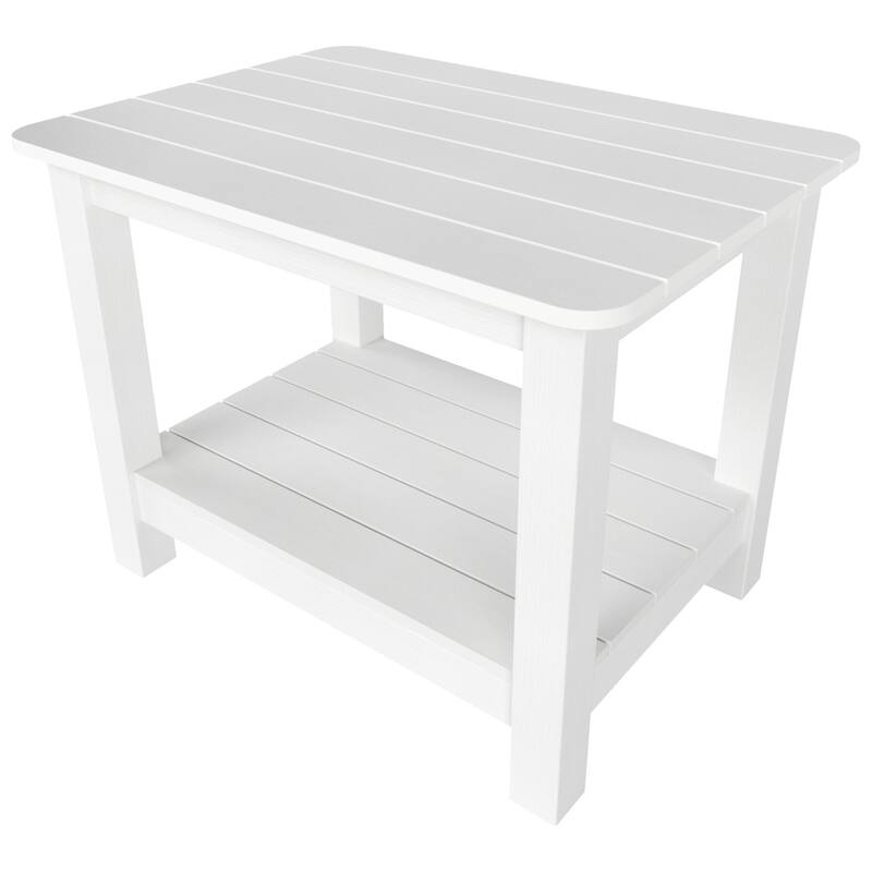 Vineyard HIPS Outdoor Folding Eco-Friendly All Weather Seashell Adirondack Chairs with Side Table (3-Piece Set)