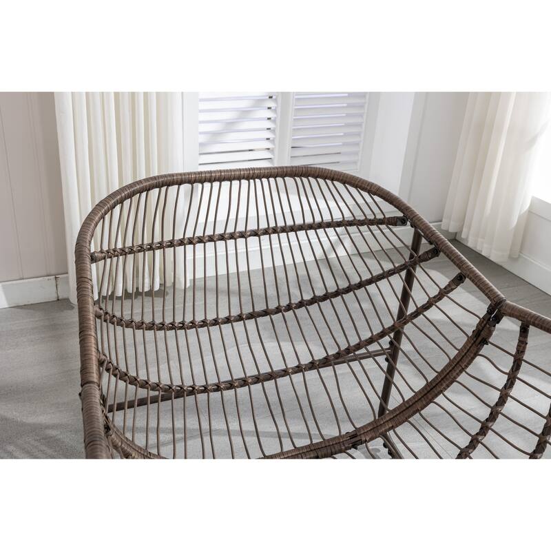 Outdoor Rattan Rocking Chair, Padded Cushion Rocker Recliner Chair Outdoor for Front Porch, Living Room, Patio, Garden