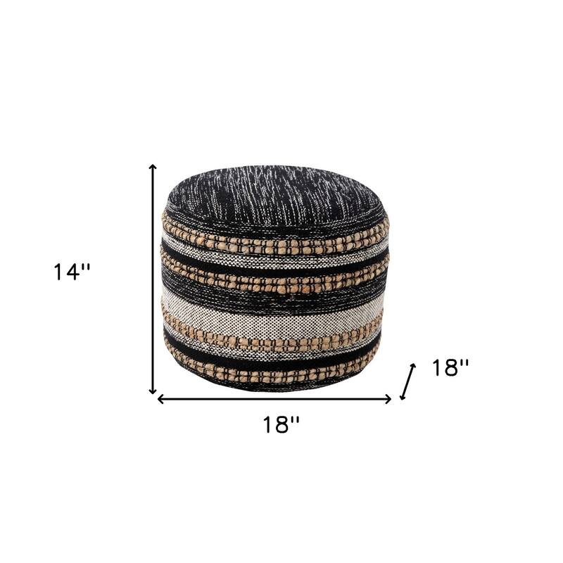 HomeRoots 18" x 18" x 14" " Black Pouff