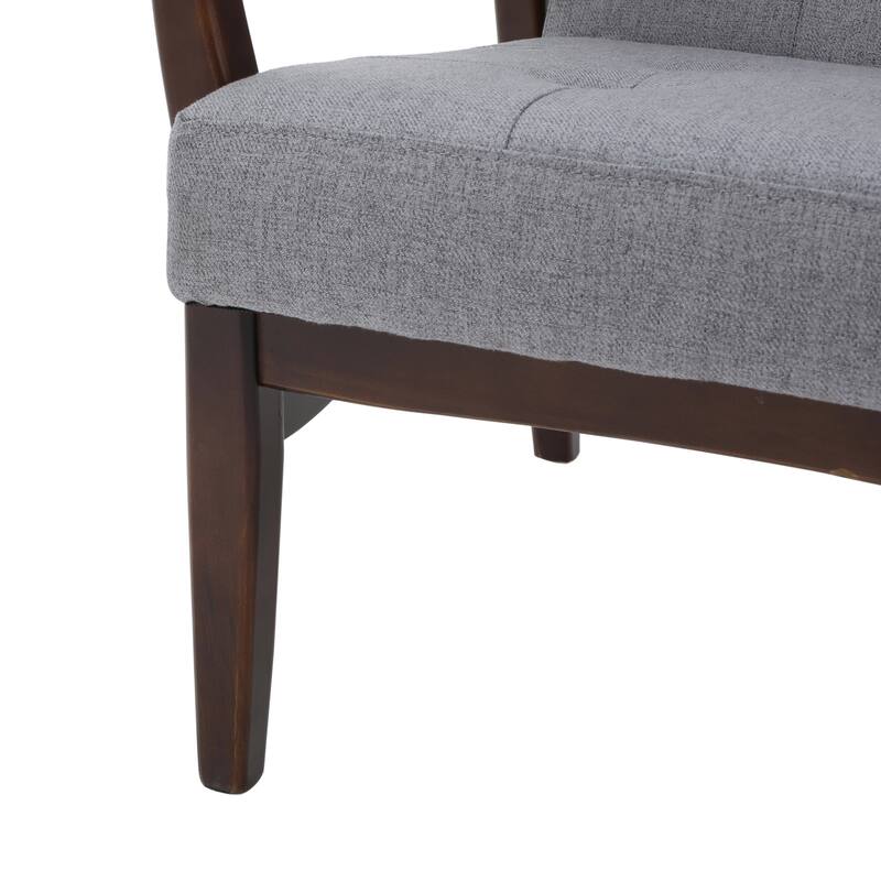 Fabric Mid-Century Club Chair with Button Tufted Design & Wooden Legs - Modern Accent Chair
