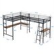 preview thumbnail 5 of 7, Twin Size Metal L-Shaped Loft Bed with Two Built-In Desks