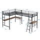 preview thumbnail 5 of 11, Twin Size Metal Loft Bed with Built-in Desks and Guardrails, Black