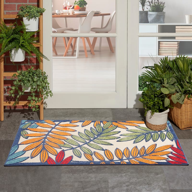 Nourison Aloha Leaf Print Vibrant Indoor/Outdoor Area Rug - 3' x 5' - Multi