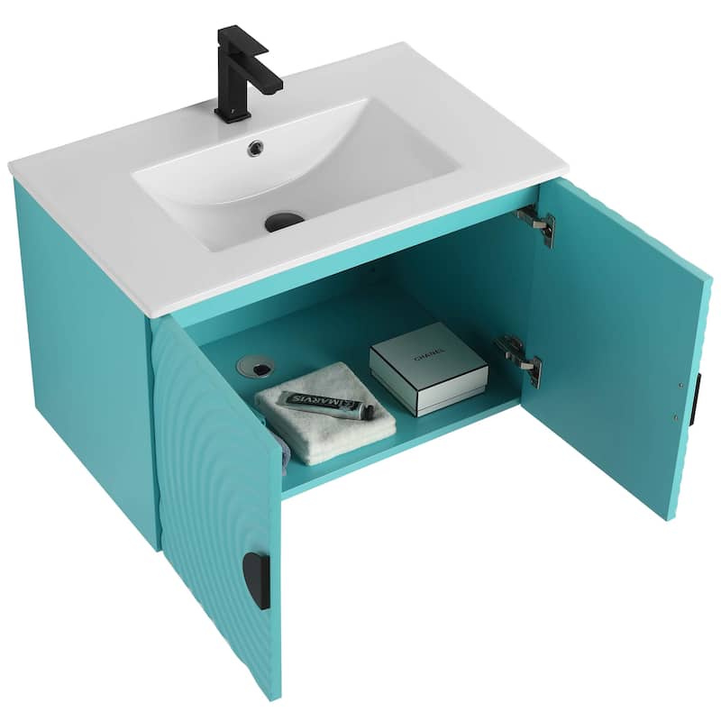 Pellabay Modern Bathroom Vanity with Fluted Circular Doors - Sink Included