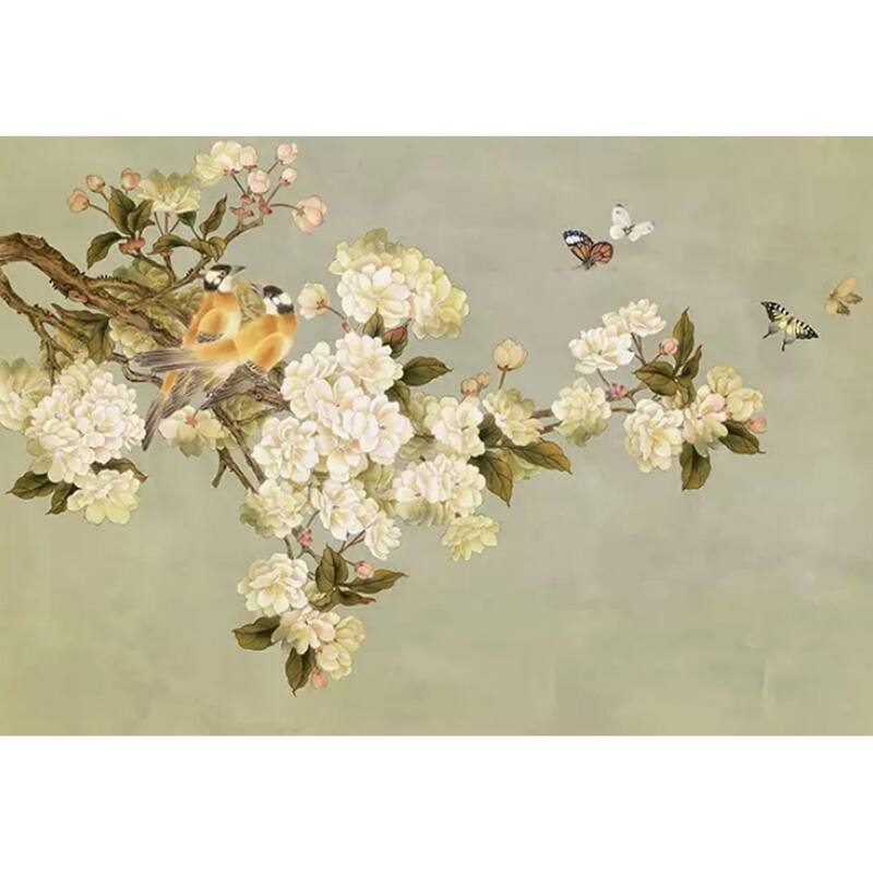GK Wall Design Vintage Begonia Flower Blossom Classical Removable Wallpaper
