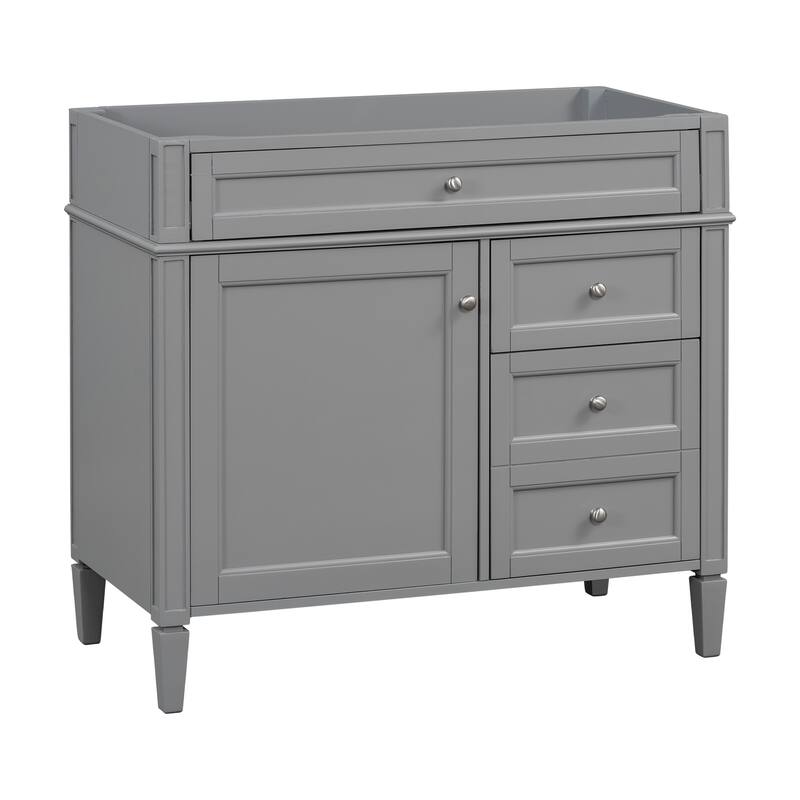 Roomfitters 36'' Bathroom Vanity, Modern Freestanding Storage Cabinet with 2 Drawers and Tip-Out Compartment, Solid Wood Frame