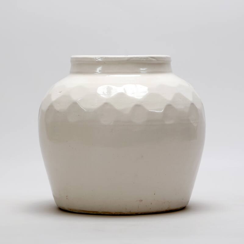Artissance 11 in. W Round White Ceramic Jar