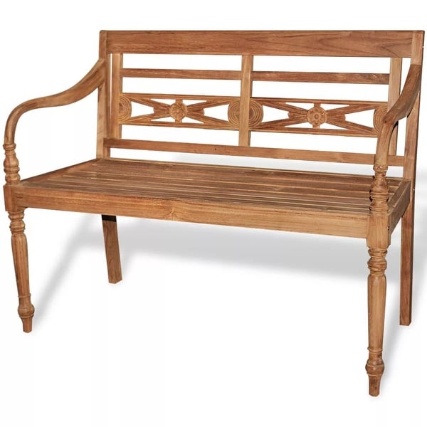 vidaXL Solid Teak Garden Bench Outdoor Wooden 2 Seater Patio Park Furniture - 47.2" x 20.5" x 33.5"