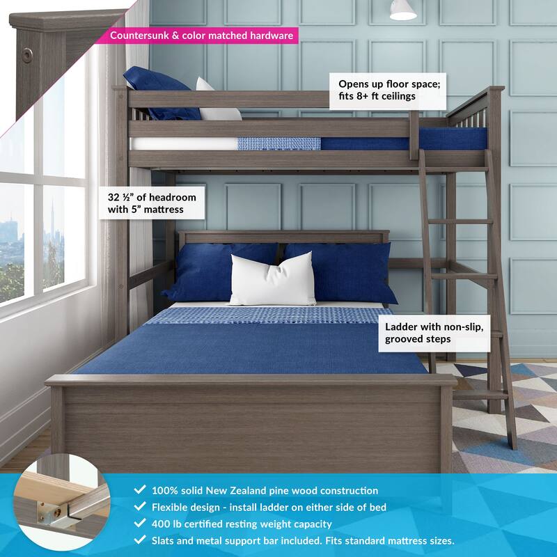 Max and Lily L Shaped Twin over Full Bunk Bed