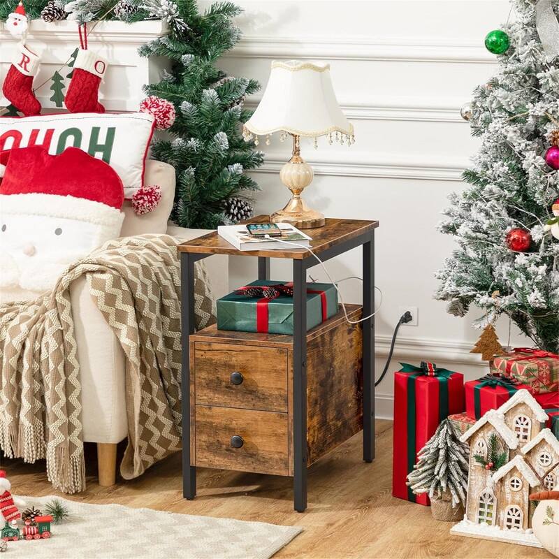 End Table with Charging Station - 11.8"D x 18.9"W x 24"H