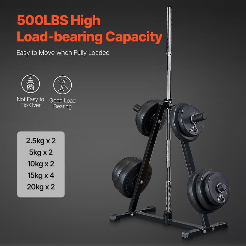Black Metal Barbell Rack with 300lbs Capacity & Compact Design - 36.6x16.54x34.1inch