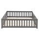 preview thumbnail 7 of 19, Queen Size Floor Bed with Door,Solid Wood Platform Bed Frame w/Fence