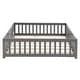 preview thumbnail 8 of 19, Twin Size Floor Bed with Door,Solid Wood Platform Bed Frame with Fence