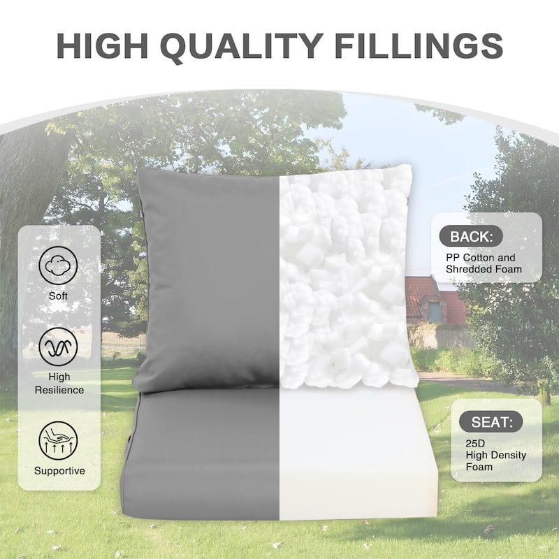 Aoodor Outdoor Chair Cushions Set, Water Resistant Deep Seat Cushions
