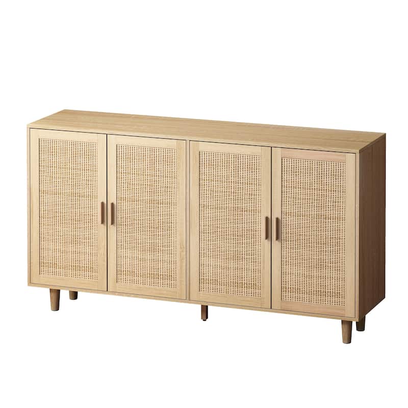 4-Door Rattan Decorative Storage Cabinet