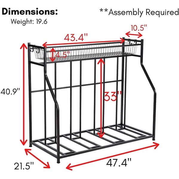 BIRDROCK HOME 4 Bike Stand Rack with Storage Metal Floor Bicycle Nook
