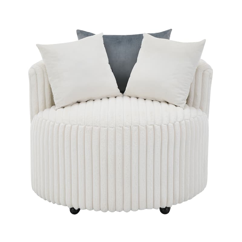 Plush Wide Wale Corduroy Upholstered Barrel Accent Chair
