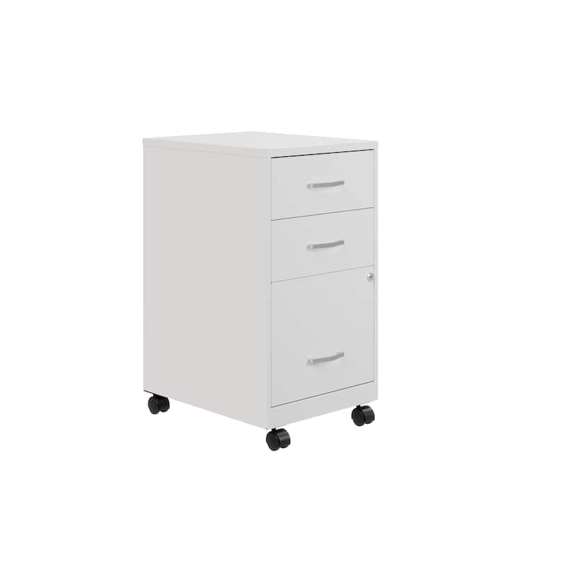Space Solutions 18"Deep 3 Drawer Mobile Organizer Metal Cabinet, Black
