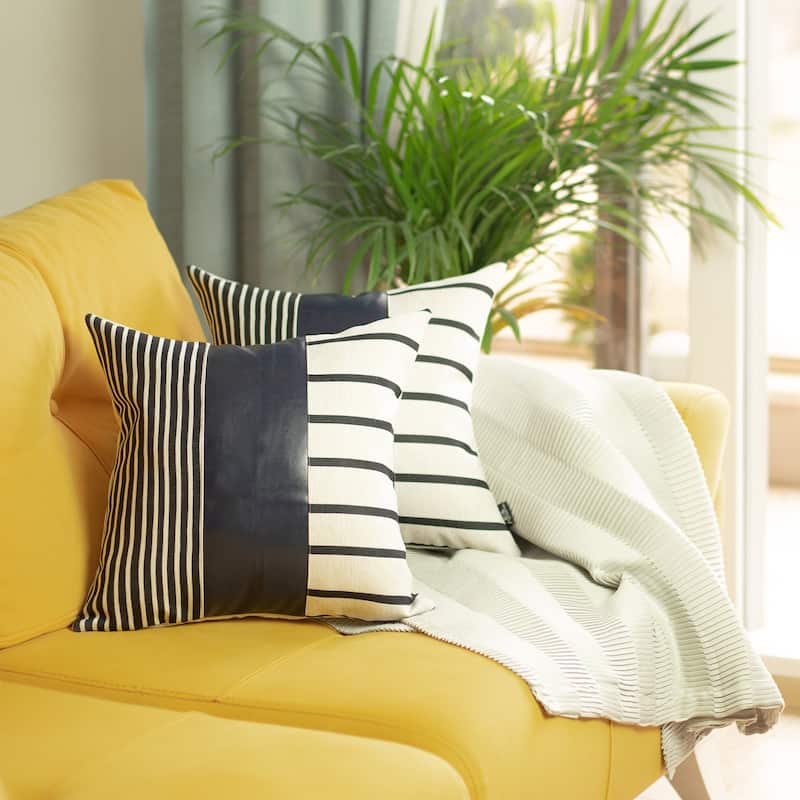 Vegan Faux Leather Throw Pillow Cover (Set of 2)