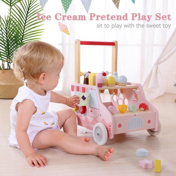 Wooden Baby Walker with Wheels for Girls 12 Months, Baby Push