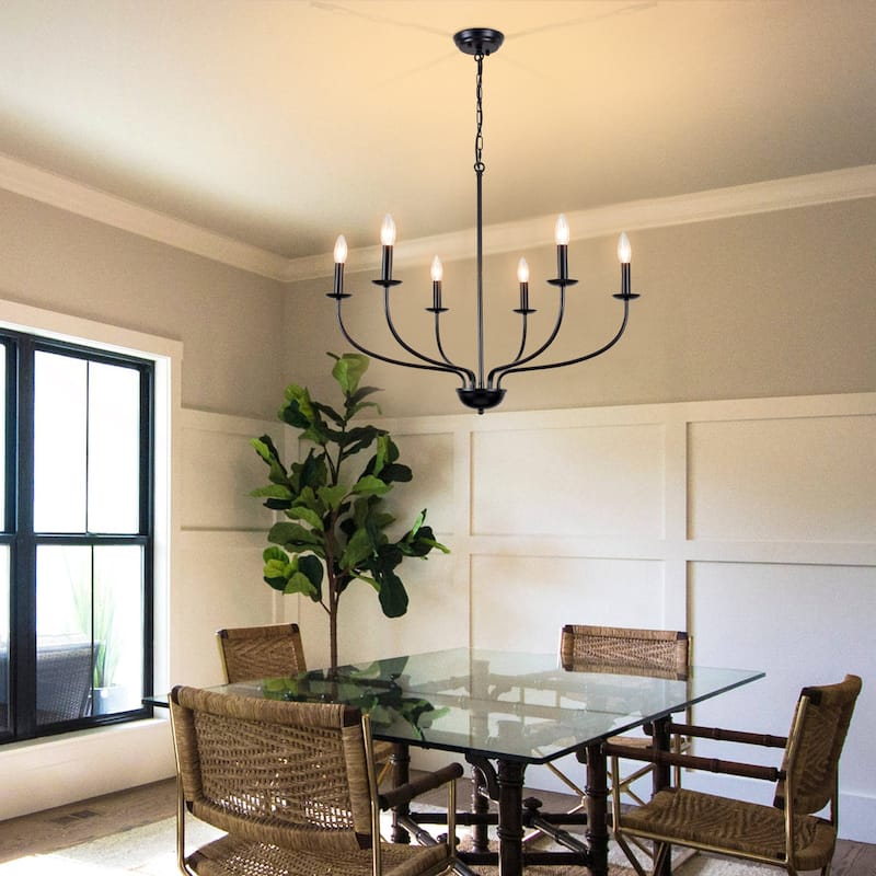 6-Light Vintage Candle Chandelier Light for Dining Room Bedroom Kitchen